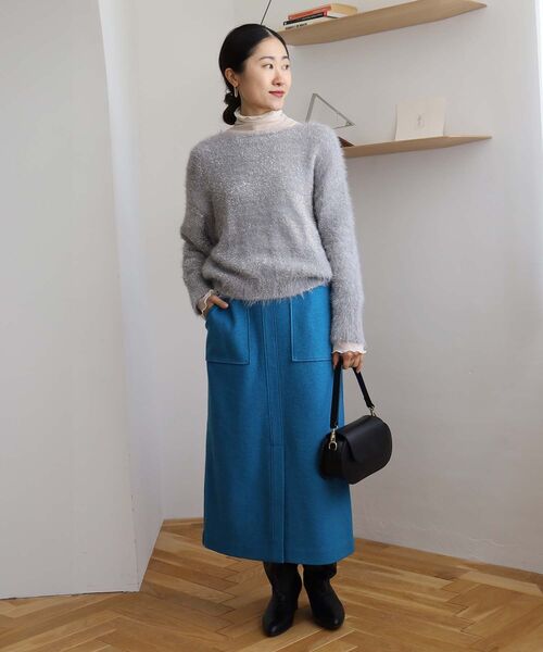 le.coeur blanc(ルクールブラン)の「ブークレポケットスカート(スカート・レディース・ブルー/ブラウン/モカ・36/38)」の15枚目の写真