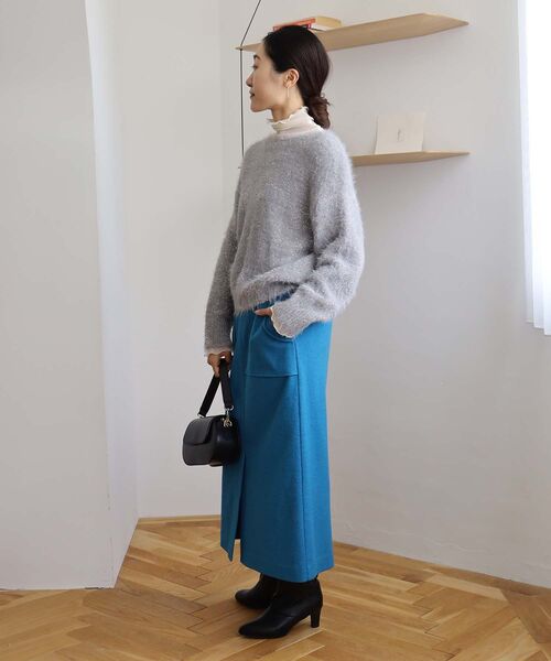 le.coeur blanc(ルクールブラン)の「ブークレポケットスカート(スカート・レディース・ブルー/ブラウン/モカ・36/38)」の17枚目の写真