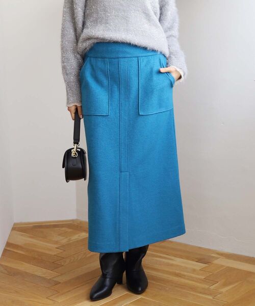 le.coeur blanc(ルクールブラン)の「ブークレポケットスカート(スカート・レディース・ブルー/ブラウン/モカ・36/38)」の18枚目の写真