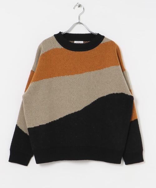 セール】総柄クルーネックニットプルオーバー（ニット/セーター