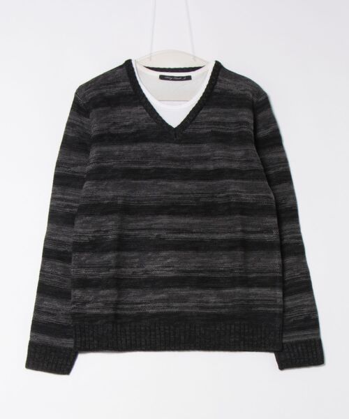 Bling Leads（ブリングリーズ）の「【Bling Leads】ボーダーニット＆ ロングTシャツ　アンサンブルセット（アンサンブル・メンズ・グレー系その他/レッド系その他2/ブラック系その他/レッド系その他/ブラック系その他2・MEDIUM/X-LARGE）」の7枚目の写真