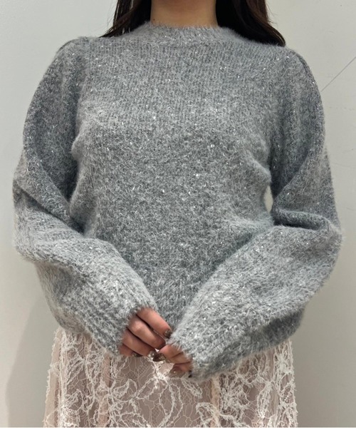 NOELA(ノエラ)の「ウールシャギーラメニット(ニット/セーター・レディース・ベージュ/オフホワイト/グレー・フリー)」の3枚目の写真