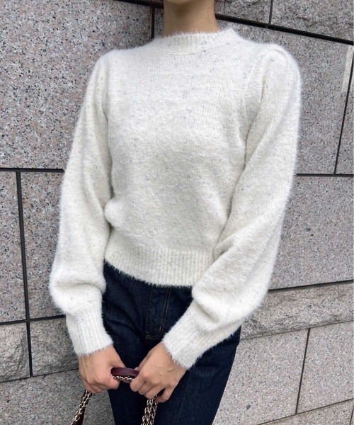 NOELA(ノエラ)の「ウールシャギーラメニット(ニット/セーター・レディース・ベージュ/オフホワイト/グレー・フリー)」の2枚目の写真