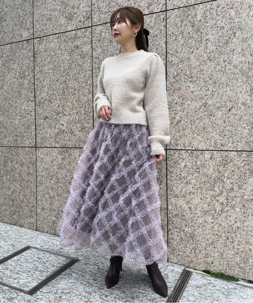 NOELA(ノエラ)の「ウールシャギーラメニット(ニット/セーター・レディース・ベージュ/オフホワイト/グレー・フリー)」の8枚目の写真