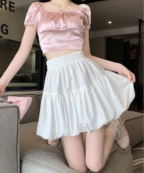 ハイウエスト バルーン ミニスカート（スカート）｜kirakiraShop
