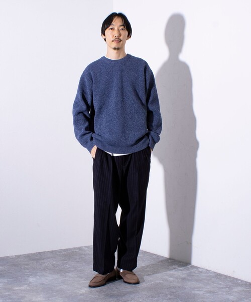 GLOSTER（グロスター）の「【GLOSTER/グロスター】片畦編み ミックス クルーネック  プルオーバー ニット（ニット/セーター・メンズ・チャコールグレー/イエロー/ブルー・M/L/S）」の18枚目の写真