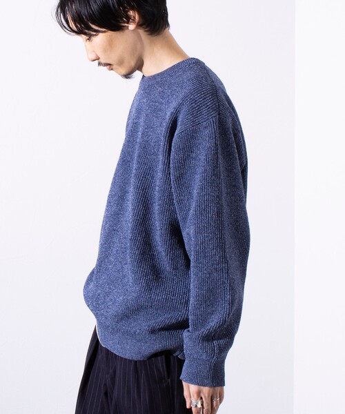 GLOSTER（グロスター）の「【GLOSTER/グロスター】片畦編み ミックス クルーネック  プルオーバー ニット（ニット/セーター・メンズ・チャコールグレー/イエロー/ブルー・M/L/S）」の19枚目の写真
