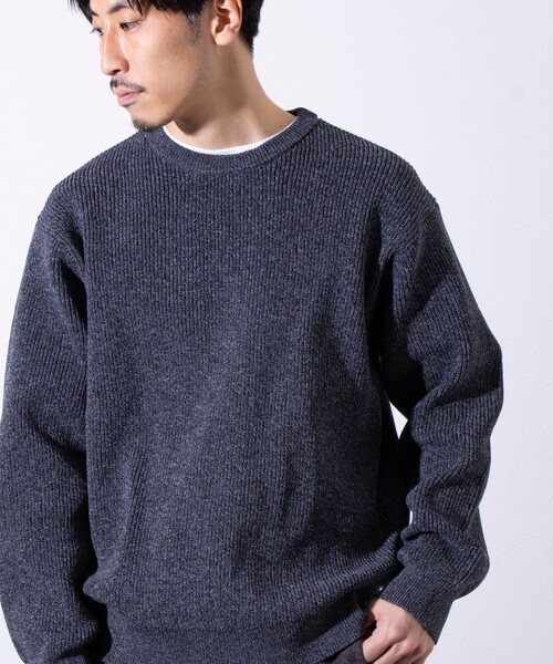 GLOSTER（グロスター）の「【GLOSTER/グロスター】片畦編み ミックス クルーネック  プルオーバー ニット（ニット/セーター・メンズ・チャコールグレー/イエロー/ブルー・M/L/S）」の6枚目の写真