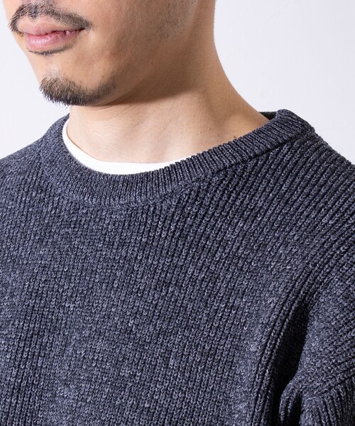 GLOSTER（グロスター）の「【GLOSTER/グロスター】片畦編み ミックス クルーネック  プルオーバー ニット（ニット/セーター・メンズ・チャコールグレー/イエロー/ブルー・M/L/S）」の7枚目の写真