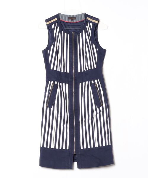 ブランド古着】ストライプ柄ノースリーブワンピース（ワンピース  