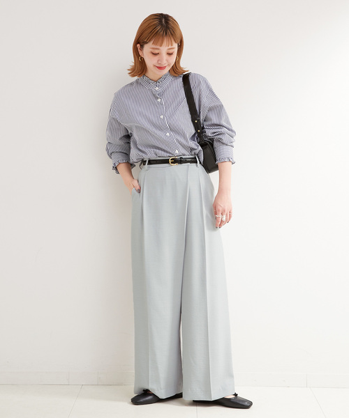 B.C STOCK(ベーセーストック)の「アシンメトリータックパンツ(スラックス・レディース・ブラック系その他/ライトグレー/ベージュ・SMALL/MEDIUM)」の14枚目の写真