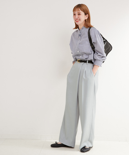 B.C STOCK(ベーセーストック)の「アシンメトリータックパンツ(スラックス・レディース・ブラック系その他/ライトグレー/ベージュ・SMALL/MEDIUM)」の9枚目の写真