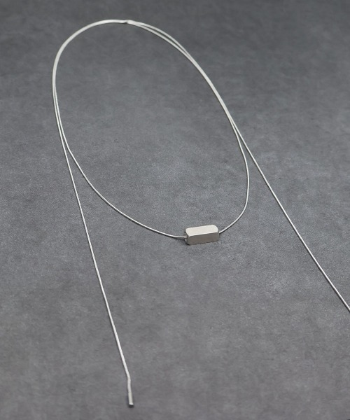 M.U.L. スクエアシルバーネックレス(新品未使用) セール】スクエア メタルモチーフ コードチョーカー