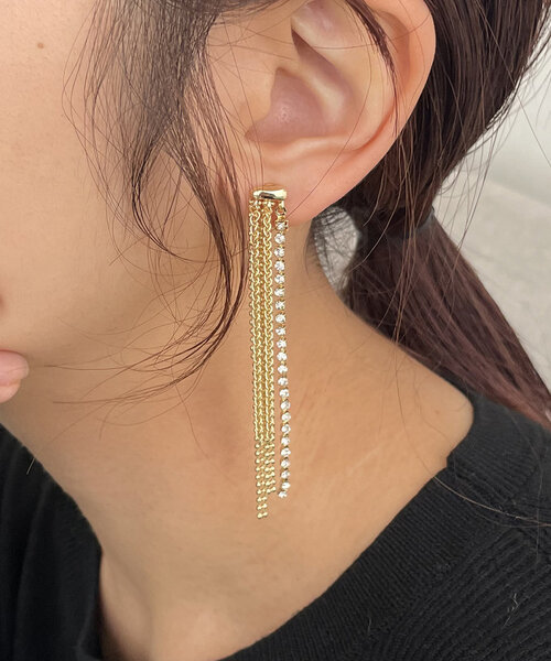 GOLDY(ゴールディ)の「〈GOLDY/ゴールディ〉 ストーンフリンジイヤリング(イヤリング・レディース・ゴールド/シルバー・FREE)」の3枚目の写真