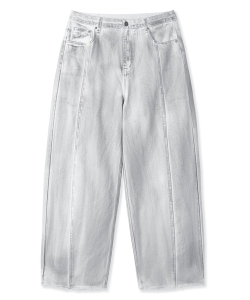 OY（オーワイ）の「『OY/オーワイ』 RAW HEM STITCHED WIDE VOLUME PANTS/ローヘム ステッチ ワイドボリュームパンツ（デニムパンツ・レディース・グレー・L/M）」の7枚目の写真