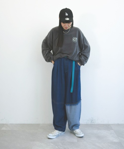 niko and...（ニコアンド）の「【MODE NORM CORE】ミニ裏毛グラフィックロングTシャツ（Tシャツ/カットソー・レディース・スモーク/ライトグリーン/オフホワイト・FREE）」の10枚目の写真