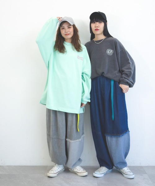 niko and...（ニコアンド）の「【MODE NORM CORE】ミニ裏毛グラフィックロングTシャツ（Tシャツ/カットソー・レディース・スモーク/ライトグリーン/オフホワイト・FREE）」の12枚目の写真