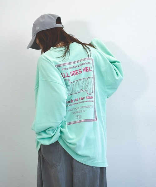 niko and...（ニコアンド）の「【MODE NORM CORE】ミニ裏毛グラフィックロングTシャツ（Tシャツ/カットソー・レディース・スモーク/ライトグリーン/オフホワイト・FREE）」の13枚目の写真