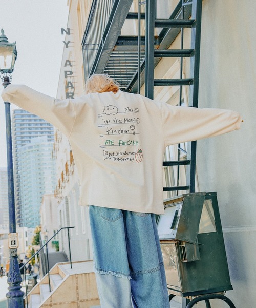 セール】【MODE NORM CORE】ミニ裏毛グラフィックロングTシャツ（T