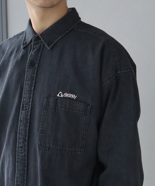GERRY(ジェリー)の「【GERRY/ジェリー】ワンポイント刺繍ロゴ ボタンダウン 長袖 デニムシャツ(シャツ/ブラウス・メンズ・ネイビー/ブルー/ブラック/ブラック系その他・L/LL/M)」の14枚目の写真