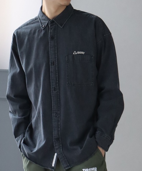 GERRY(ジェリー)の「【GERRY/ジェリー】ワンポイント刺繍ロゴ ボタンダウン 長袖 デニムシャツ(シャツ/ブラウス・メンズ・ネイビー/ブルー/ブラック/ブラック系その他・L/LL/M)」の10枚目の写真