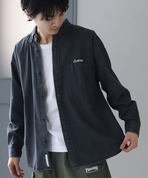 GERRY(ジェリー)の「【GERRY/ジェリー】ワンポイント刺繍ロゴ ボタンダウン 長袖 デニムシャツ(シャツ/ブラウス・メンズ・ネイビー/ブルー/ブラック/ブラック系その他・L/LL/M)」の12枚目の写真