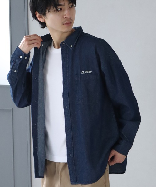 GERRY(ジェリー)の「【GERRY/ジェリー】ワンポイント刺繍ロゴ ボタンダウン 長袖 デニムシャツ(シャツ/ブラウス・メンズ・ネイビー/ブルー/ブラック/ブラック系その他・L/LL/M)」の21枚目の写真