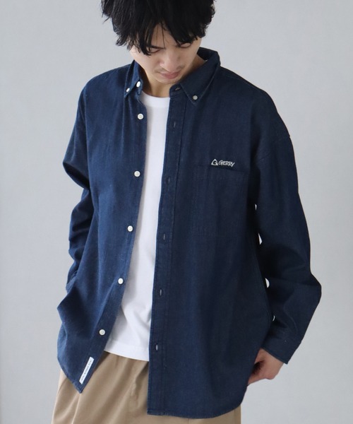 GERRY(ジェリー)の「【GERRY/ジェリー】ワンポイント刺繍ロゴ ボタンダウン 長袖 デニムシャツ(シャツ/ブラウス・メンズ・ネイビー/ブルー/ブラック/ブラック系その他・L/LL/M)」の22枚目の写真