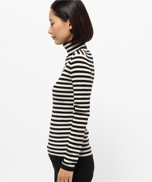 JOURNAL STANDARD（ジャーナルスタンダード）の「リブボーダームジ タートルネックプルオーバー#（ニット/セーター・レディース・チャコールグレー/ホワイト系その他/ブラック/アイボリー・FREE）」の10枚目の写真