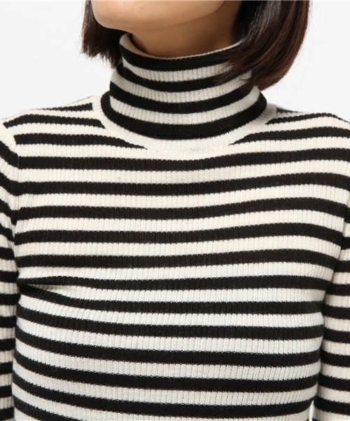 JOURNAL STANDARD（ジャーナルスタンダード）の「リブボーダームジ タートルネックプルオーバー#（ニット/セーター・レディース・チャコールグレー/ホワイト系その他/ブラック/アイボリー・FREE）」の12枚目の写真