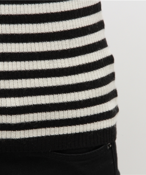 JOURNAL STANDARD（ジャーナルスタンダード）の「リブボーダームジ タートルネックプルオーバー#（ニット/セーター・レディース・チャコールグレー/ホワイト系その他/ブラック/アイボリー・FREE）」の6枚目の写真