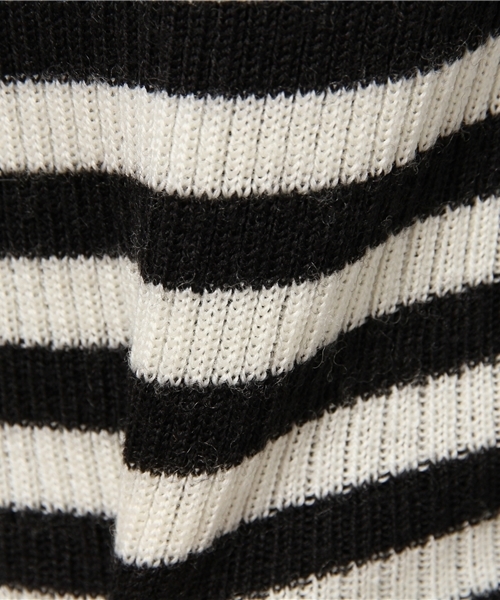 JOURNAL STANDARD（ジャーナルスタンダード）の「リブボーダームジ タートルネックプルオーバー#（ニット/セーター・レディース・チャコールグレー/ホワイト系その他/ブラック/アイボリー・FREE）」の7枚目の写真