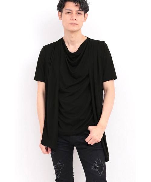 TORNADO MART(トルネードマート)の「TORNADO MART∴ストールドレープ半袖カットソー(Tシャツ/カットソー・メンズ・ホワイト/ブラック・L/M/LL)」の5枚目の写真