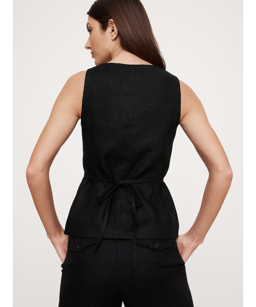 Banana Republic(バナナリパブリック)の「リネン スクエアネック ロングベスト(ベスト・レディース・ブラック・2/0/4/6/8)」の2枚目の写真