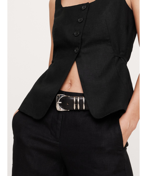 Banana Republic(バナナリパブリック)の「リネン スクエアネック ロングベスト(ベスト・レディース・ブラック・2/0/4/6/8)」の3枚目の写真