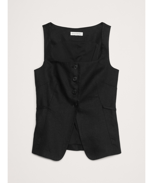 Banana Republic(バナナリパブリック)の「リネン スクエアネック ロングベスト(ベスト・レディース・ブラック・2/0/4/6/8)」の4枚目の写真