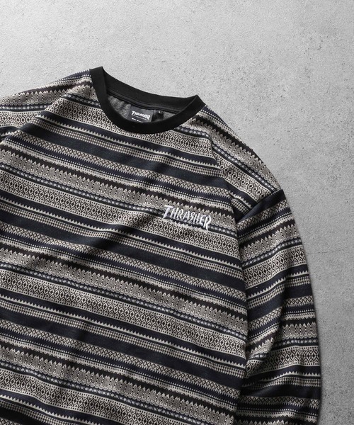 【THRASHER】ジャガード ボーダー 長袖 Tシャツ（Tシャツ/カットソー）｜THRASHER（スラッシャー）