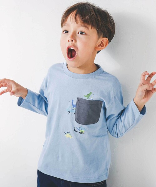 SLAP SLIP(スラップスリップ)の「【スララク/防汚加工】わくわくデザイン男の子長袖Tシャツ(80~130cm)(Tシャツ/カットソー・キッズ・ブルー/グリーン系その他/ブラック系その他/ベージュ/オフホワイト/イエロー/グレー/ホワイト・80cm/90cm/110cm/100cm/120cm/130cm)」の7枚目の写真