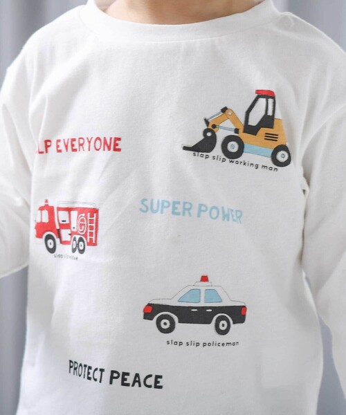 SLAP SLIP(スラップスリップ)の「【スララク/防汚加工】わくわくデザイン男の子長袖Tシャツ(80~130cm)(Tシャツ/カットソー・キッズ・ブルー/グリーン系その他/ブラック系その他/ベージュ/オフホワイト/イエロー/グレー/ホワイト・80cm/90cm/110cm/100cm/120cm/130cm)」の20枚目の写真