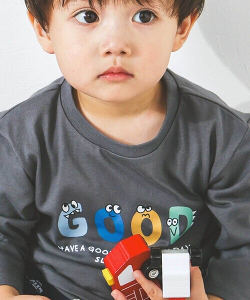 スララク/防汚加工】わくわくデザイン男の子長袖Tシャツ(80~130cm)（T