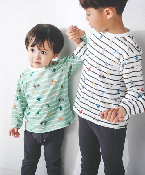 SLAP SLIP(スラップスリップ)の「【スララク/防汚加工】わくわくデザイン男の子長袖Tシャツ(80~130cm)(Tシャツ/カットソー・キッズ・ブルー/グリーン系その他/ブラック系その他/ベージュ/オフホワイト/イエロー/グレー/ホワイト・80cm/90cm/110cm/100cm/120cm/130cm)」の15枚目の写真