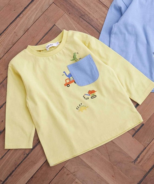 SLAP SLIP(スラップスリップ)の「【スララク/防汚加工】わくわくデザイン男の子長袖Tシャツ(80~130cm)(Tシャツ/カットソー・キッズ・ブルー/グリーン系その他/ブラック系その他/ベージュ/オフホワイト/イエロー/グレー/ホワイト・80cm/90cm/110cm/100cm/120cm/130cm)」の8枚目の写真