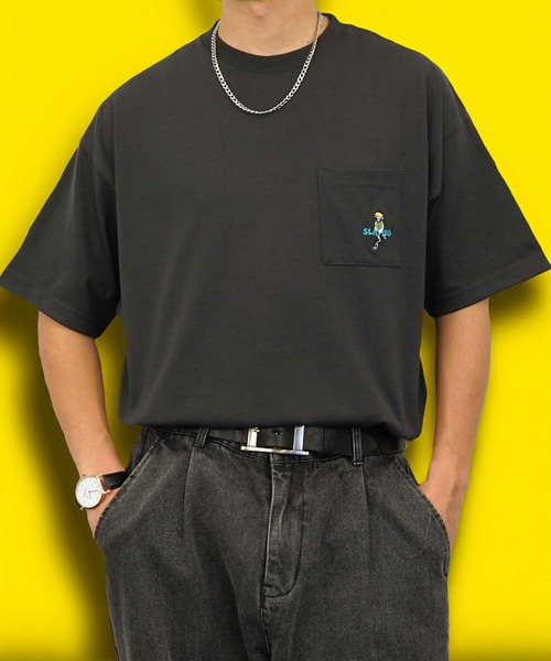 Burner（バーナー）の「【GROOVY STORE】ワンポイント刺繍ワイドTシャツ（Tシャツ/カットソー・メンズ・ブラック/ネイビー/ホワイト/インディゴブルー/スミクロ/ライトブラック/ホワイト系その他2/ホワイト系その他3/ホワイト系その他4/ホワイト系その他5/ブラック系その他2/ブラック系その他3/ブラック系その他4/コーラルピンク/ブラック系その他5/グレイッシュブルー/ホワイト系その他6・LL/L/M）」の9枚目の写真