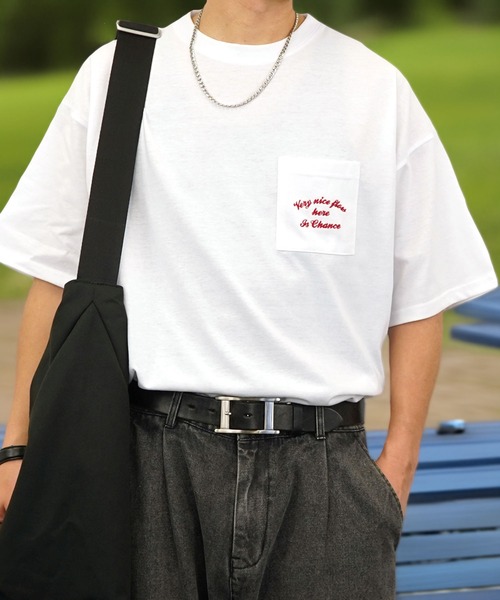 Burner（バーナー）の「【GROOVY STORE】ワンポイント刺繍ワイドTシャツ（Tシャツ/カットソー・メンズ・ブラック/ネイビー/ホワイト/インディゴブルー/スミクロ/ライトブラック/ホワイト系その他2/ホワイト系その他3/ホワイト系その他4/ホワイト系その他5/ブラック系その他2/ブラック系その他3/ブラック系その他4/コーラルピンク/ブラック系その他5/グレイッシュブルー/ホワイト系その他6・LL/L/M）」の4枚目の写真