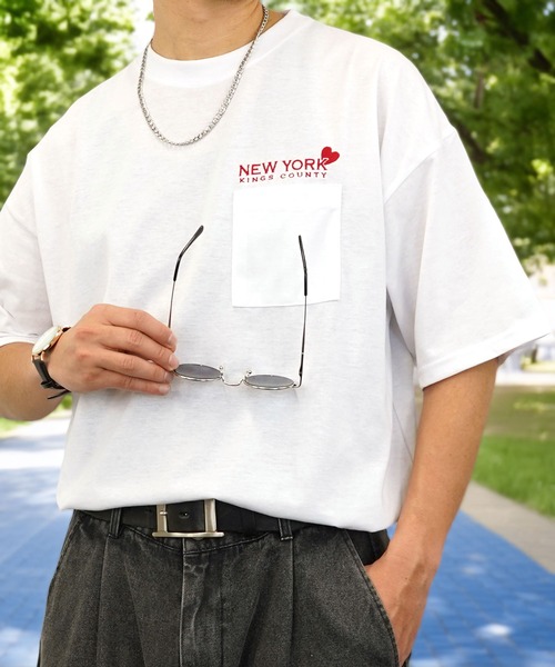 Burner（バーナー）の「【GROOVY STORE】ワンポイント刺繍ワイドTシャツ（Tシャツ/カットソー・メンズ・ブラック/ネイビー/ホワイト/インディゴブルー/スミクロ/ライトブラック/ホワイト系その他2/ホワイト系その他3/ホワイト系その他4/ホワイト系その他5/ブラック系その他2/ブラック系その他3/ブラック系その他4/コーラルピンク/ブラック系その他5/グレイッシュブルー/ホワイト系その他6・LL/L/M）」の5枚目の写真