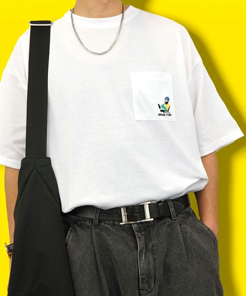 Burner（バーナー）の「【GROOVY STORE】ワンポイント刺繍ワイドTシャツ（Tシャツ/カットソー・メンズ・ブラック/ネイビー/ホワイト/インディゴブルー/スミクロ/ライトブラック/ホワイト系その他2/ホワイト系その他3/ホワイト系その他4/ホワイト系その他5/ブラック系その他2/ブラック系その他3/ブラック系その他4/コーラルピンク/ブラック系その他5/グレイッシュブルー/ホワイト系その他6・LL/L/M）」の6枚目の写真