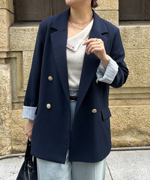 Thevon（ゼボン）の「GOLDボタンテーラードジャケット（テーラードジャケット・レディース・ベージュ/ホワイト系その他/ネイビー/ブラウン/ベージュ系その他2・FREE）」の8枚目の写真