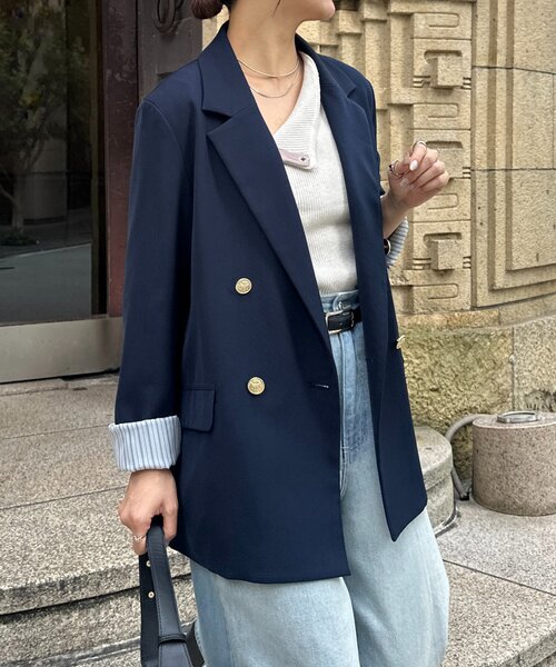 Thevon（ゼボン）の「GOLDボタンテーラードジャケット（テーラードジャケット・レディース・ベージュ/ホワイト系その他/ネイビー/ブラウン/ベージュ系その他2・FREE）」の9枚目の写真