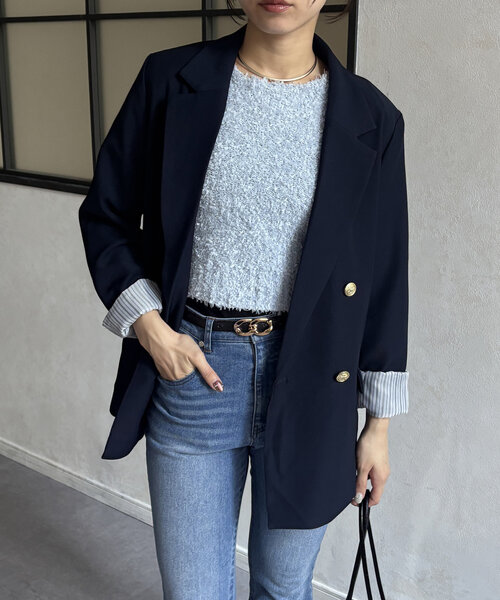 Thevon（ゼボン）の「GOLDボタンテーラードジャケット（テーラードジャケット・レディース・ベージュ/ホワイト系その他/ネイビー/ブラウン/ベージュ系その他2・FREE）」の21枚目の写真