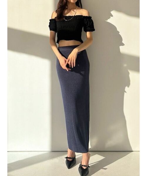 RESEXXY(リゼクシー)の「シャーリングカットトップス(Tシャツ/カットソー・レディース・その他1/ブラック/レッド・FREE)」の1枚目の写真